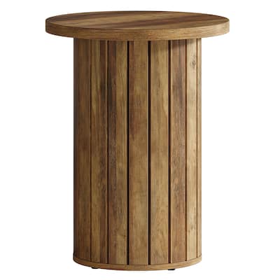 Small Round End Couch Side Table with Pedestal Base for Living Room
