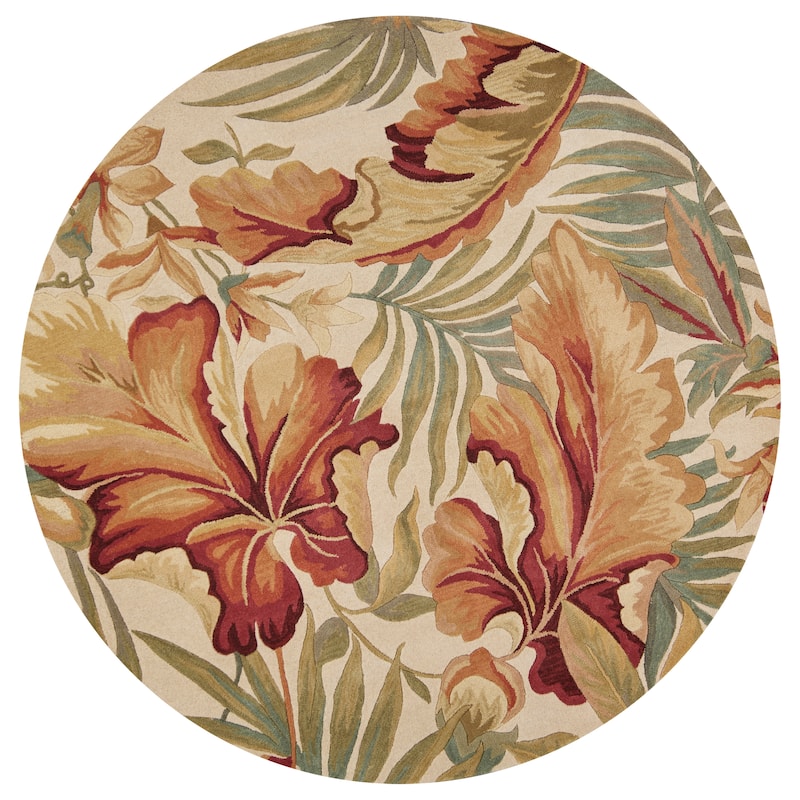 Copper Grove Hand-tufted Wool Floral Area Rug - 5'6" Round - Ivory