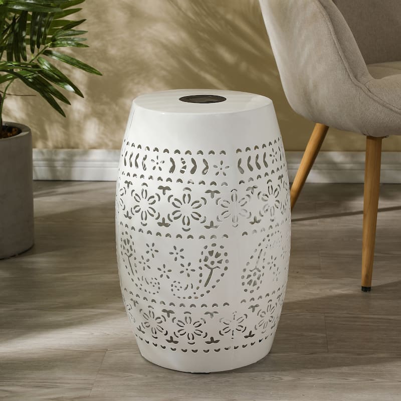 Danya Indoor/Outdoor Iron Side Table with Solar Powered Light and Built-In Battery by Christopher Knight Home