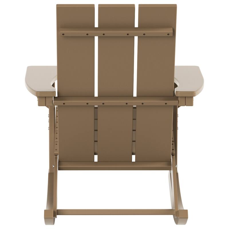 Shoreside Modern Eco-Friendly All Weather Poly Adirondack Rocking Chairs with Side Table (3-Piece Set)