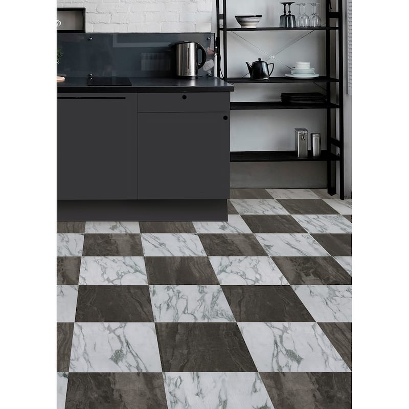 FloorPops Opaline Raven Peel & Stick Floor Tile Bundle