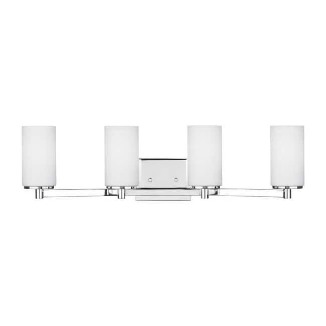 Bellevue Hamel 4 Light 29" Wide Vanity Light with Etched Glass Shade - Chrome