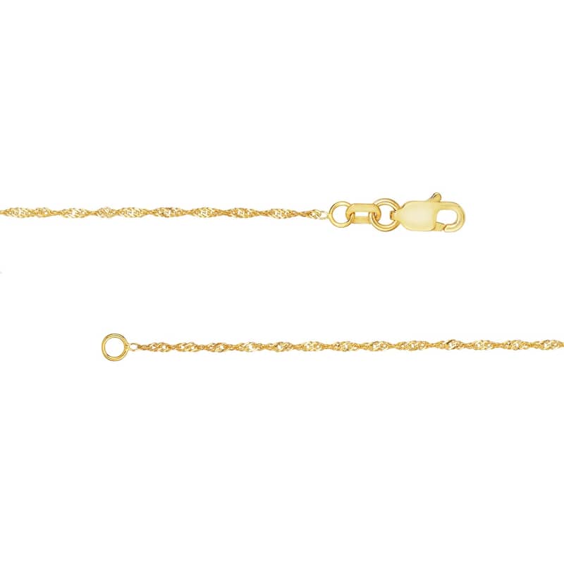 Curata 14k Yellow Gold 1.15mm Singapore Chain Necklace (Lobster)