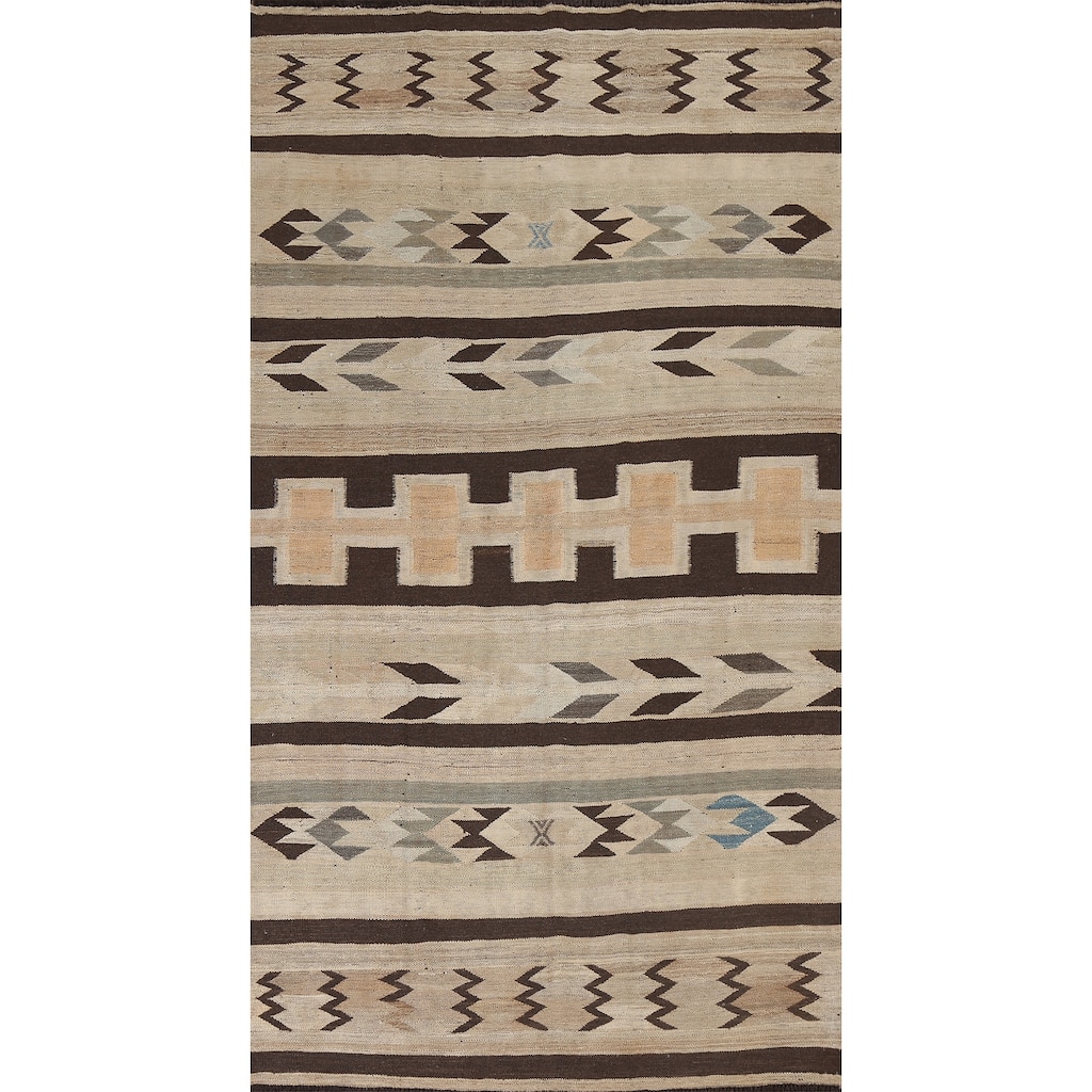 Natural Dye Kilim Geometric Tribal Oriental Area Rug Wool Flat-weave - 5'6" x 9'9"