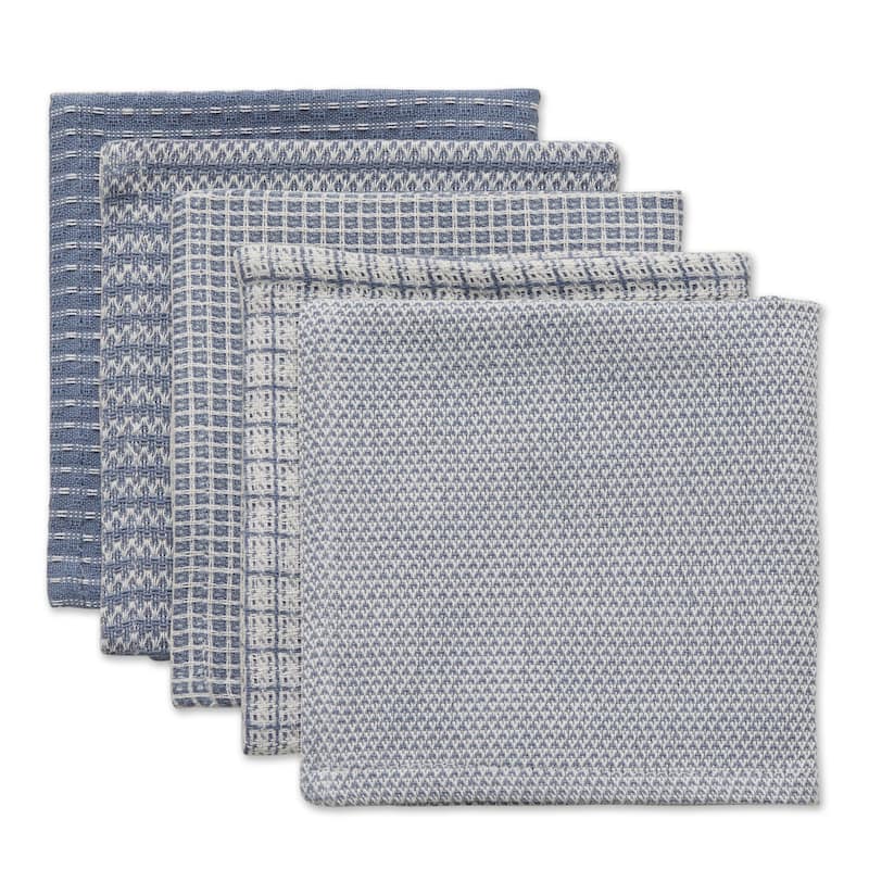 DII Asst Vintage Red Dishcloth (Set of 5) - ASST STONEWASH BLUE DISHCLOTH SET/5
