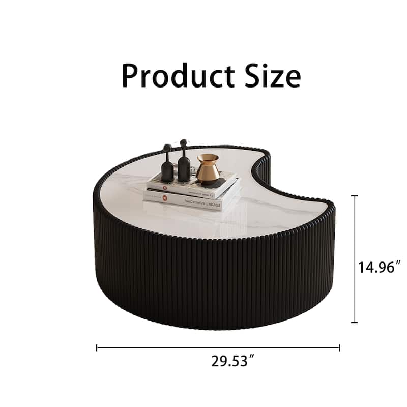 Light Sintered stone Top Stylish Irregular Shape Leather Coffee Sofa Table - Black