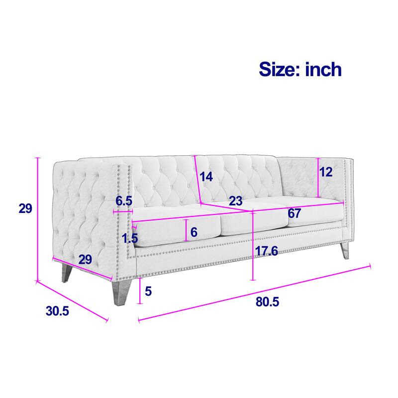 2-Pieces 5-Seat Velvet Sectional Sofa Set (3-Seater + 2-Seater) with Spring Cushions & Metal Legs