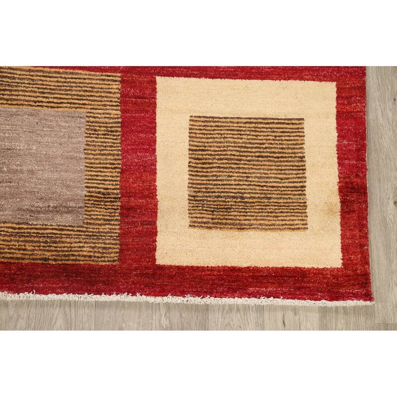 Modern Geometric Gabbeh Kashkoli Oriental Area Rug Wool Hand-knotted - 5'6" x 9'6"