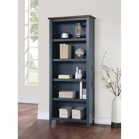 Farmhouse Open Wood Bookcase, Bookcase Shelves, Blue - 30"W x 72"H x 13"D