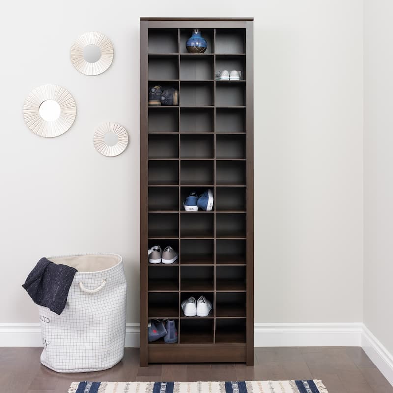 Prepac Everett Espresso Laminate Space-saving Shoe Storage Cabinet