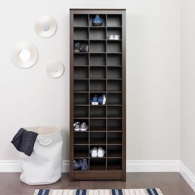 Prepac Everett Espresso Laminate Space-saving Shoe Storage Cabinet