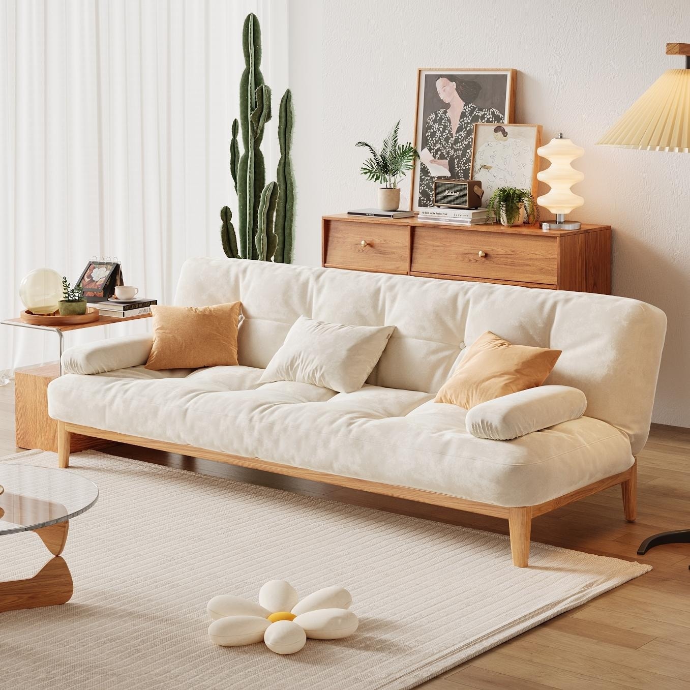 JASIWAY Modern Solid Wood Sleeper Sofa Bed - On Sale - Bed