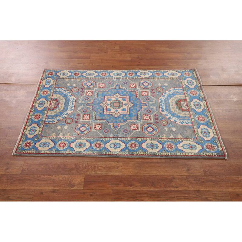 Kazak Accent Rug Handmade Traditional Foyer Wool Carpet - 2'9" x 4'0"