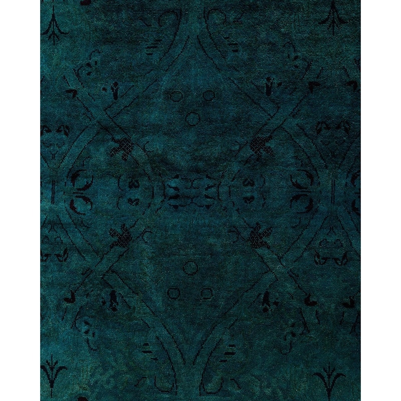 Overdyed, One-of-a-Kind Hand-Knotted Area Rug - Green - 7' 10" x 10' 1"
