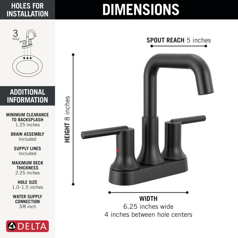 Delta 2554-MPU-DST Trinsic 1.2 GPM Centerset Bathroom Faucet with Push