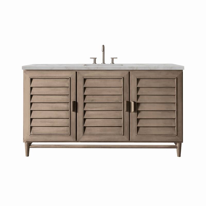 James Martin Vanities 620-V60S-3VSL Portland 60" Single Basin Wood - Whitewashed Walnut - Walnut Finish