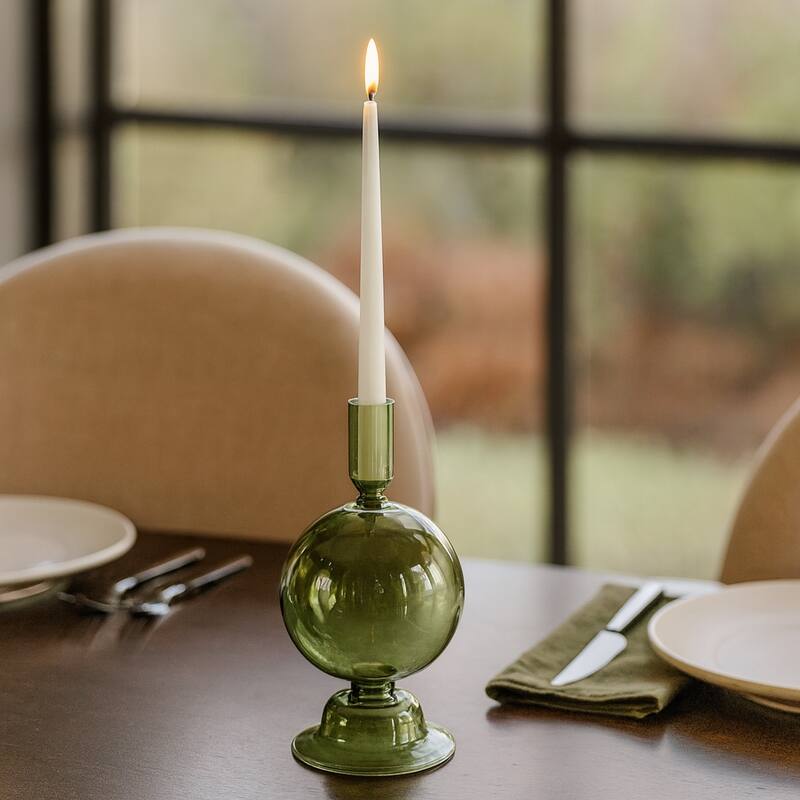Modern Candle Holder with Round Bubble Sculptural Base - 4" x 4" x 7"