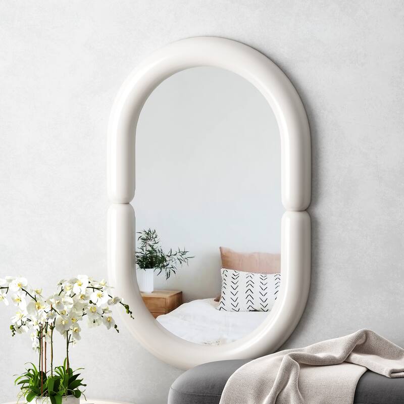 Modern Oval Wall Mirror with Capsule Frame - 31.5"×19.7"