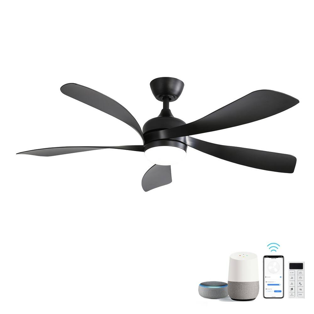 45 Inch Matte Smart Ceiling Fan with DC Motor Alexa APP Control Quiet Reversible Operation Dimmable Lighting and Timer