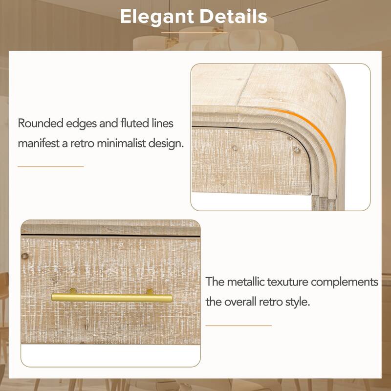Curved Console Table, Versatile Entryway Table with Two Top Drawers for Entrance & Dinning Room & Living Room & Hallway