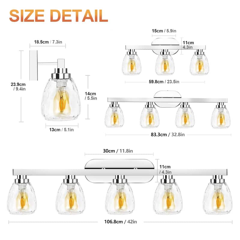 3/4/5/6 Light Bathroom Vanity Light Wall Sconce with Glass Shade
