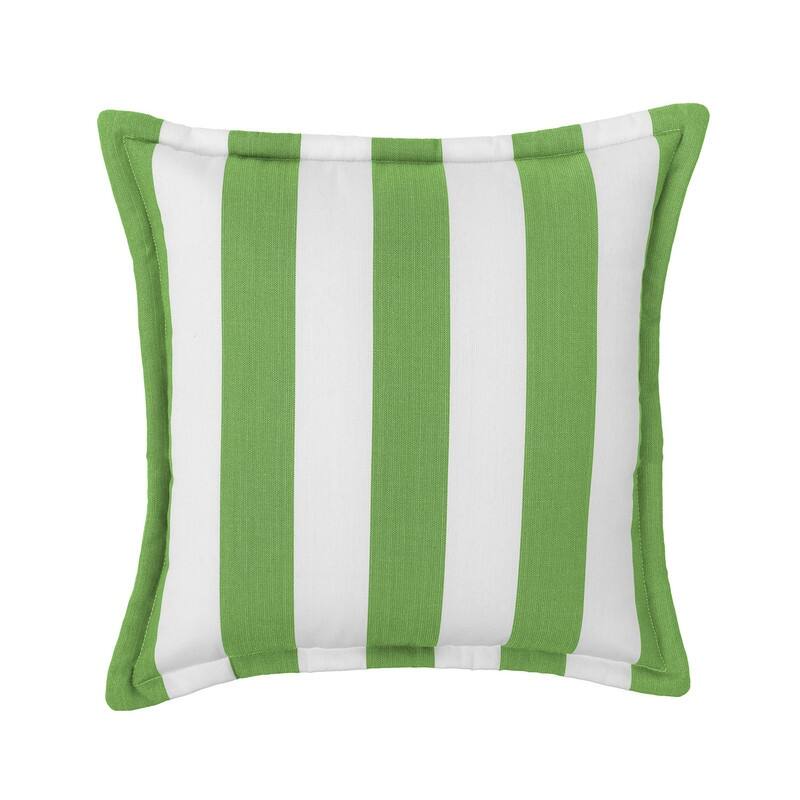 Sherry Kline Indoor/Outdoor Cabana Stripe 20" Flanged Filled Pillow Set of 2 - Green/White