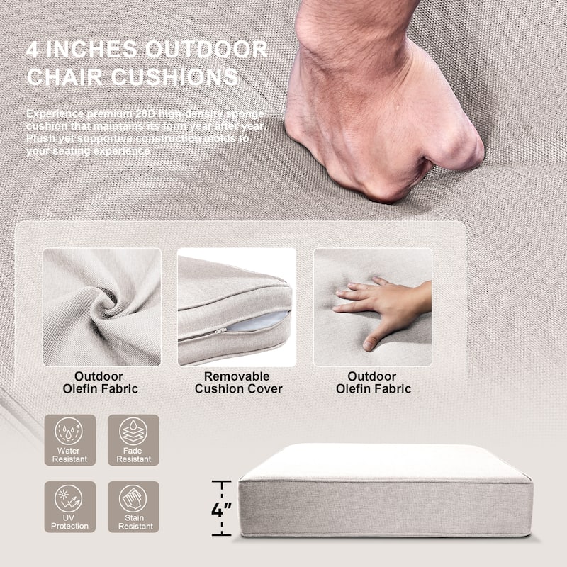 Outdoor Wicker High Back Club Chair Brown-Beige - Brown