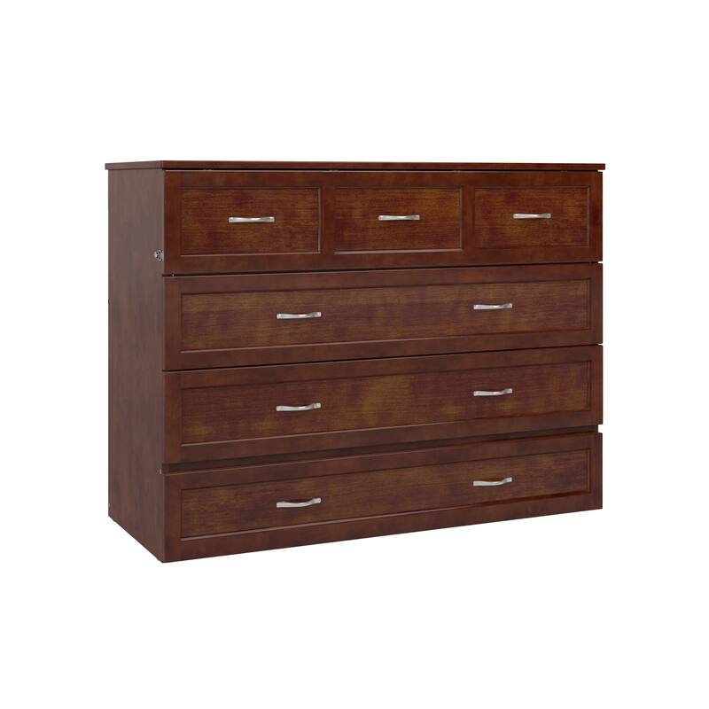 AFI Northfield Murphy Bed Chest with 6" Mattress, Storage Drawer & Built-In Charger