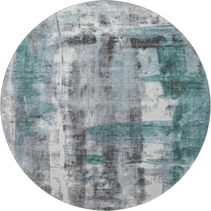 HomeRoots Abstract Transitional Round Area Rug - 8' Round