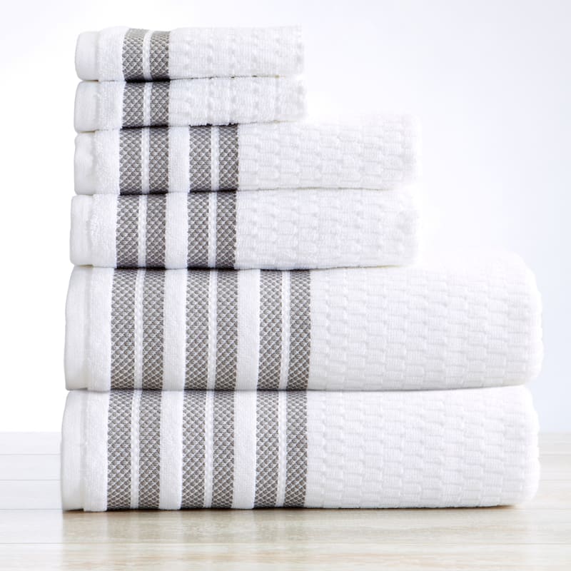 Luxurious Cotton Textured & Detailed Stripes Towel Set