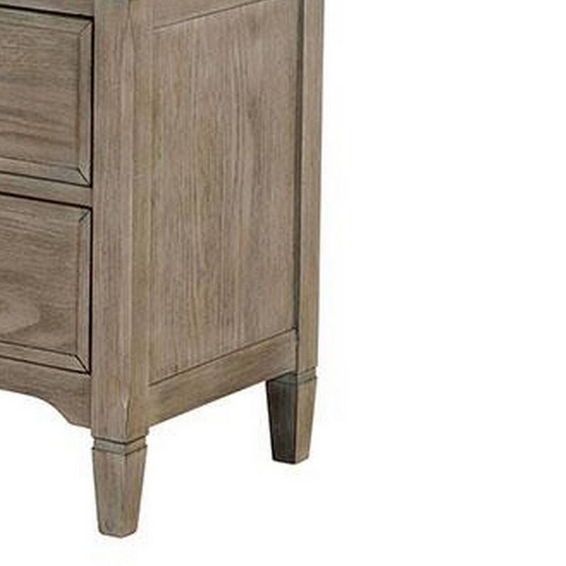 Gray 2 Drawer 15.75 in. W Nightstand with Sturdy Knob Pulls