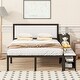 preview thumbnail 20 of 37, Metal Platform Bed Frame with Storage Cabinet and Cushioned Footrest Black - Full