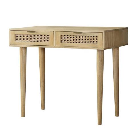 2 Drawers Writing Desk with Metal Hardware in Natural