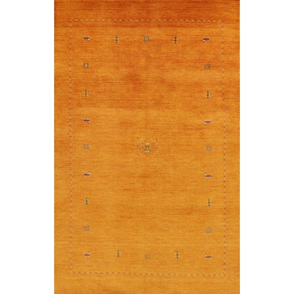 Hand Knotted Oriental 100% Wool Carpet Tribal Tribal Oranges & Rust Gabbeh Area Rug - 7' 7'' X 4' 10''