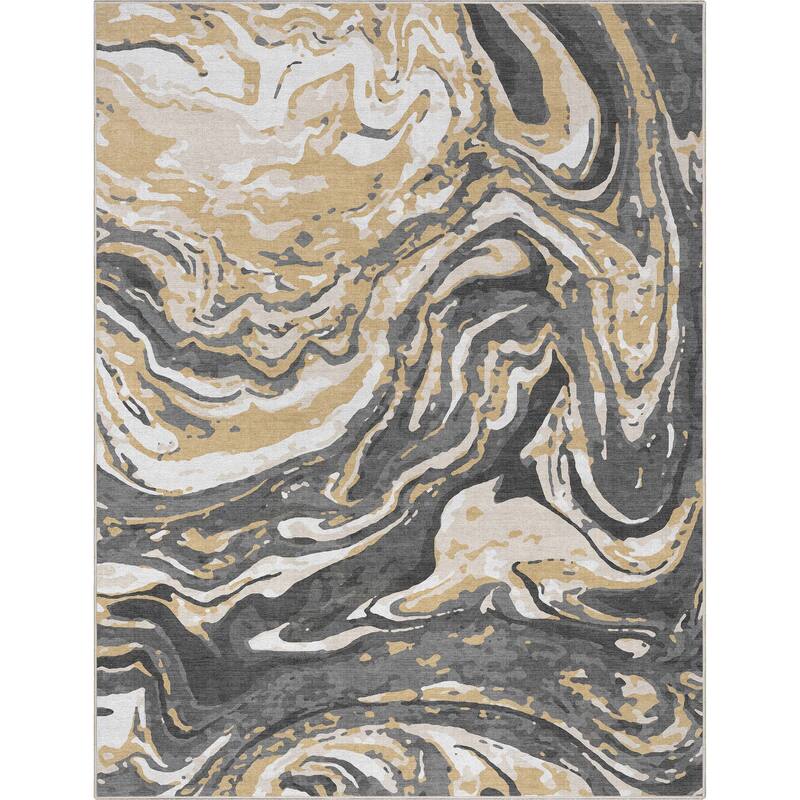 Well Woven Abstract Harmony Modern Boho Marble Flat-Weave Area Rug