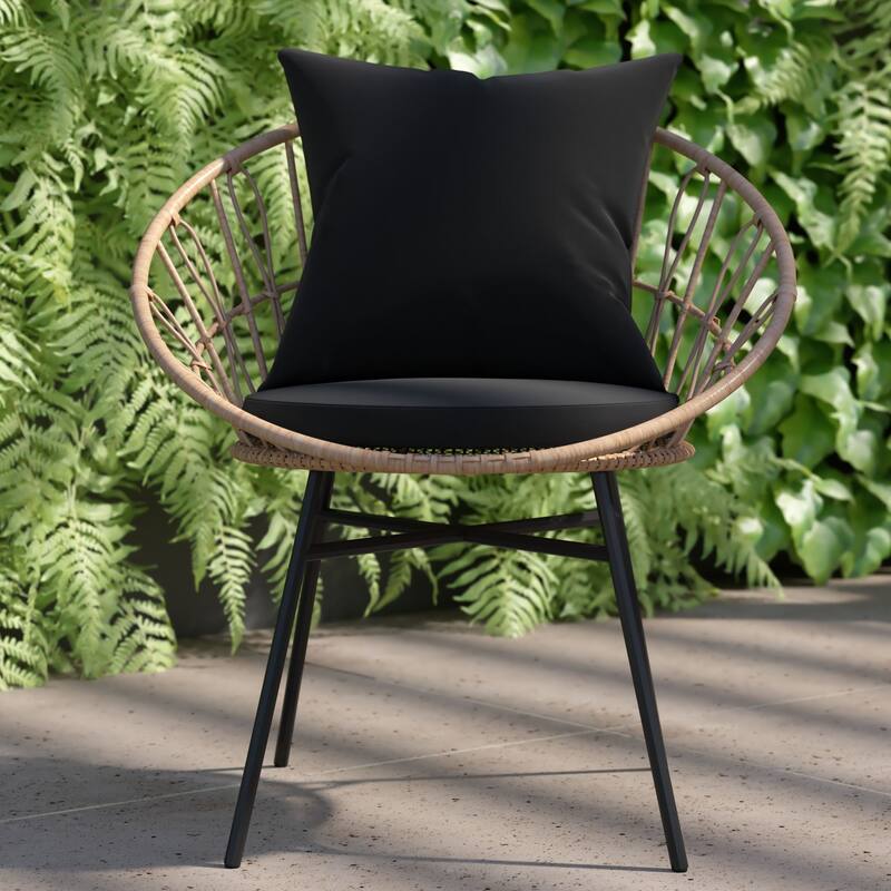 Indoor/Outdoor Boho Rattan Rope Chairs with Back & Seat Cushions