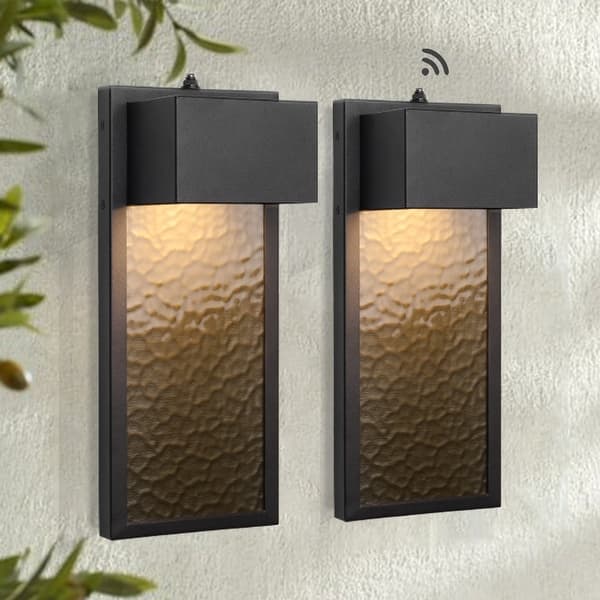 slide 2 of 9, 2 Pack Black Modern Integrated LED Outdoor Wall Light Lantern Sconce - 2 Pack 2 Pack