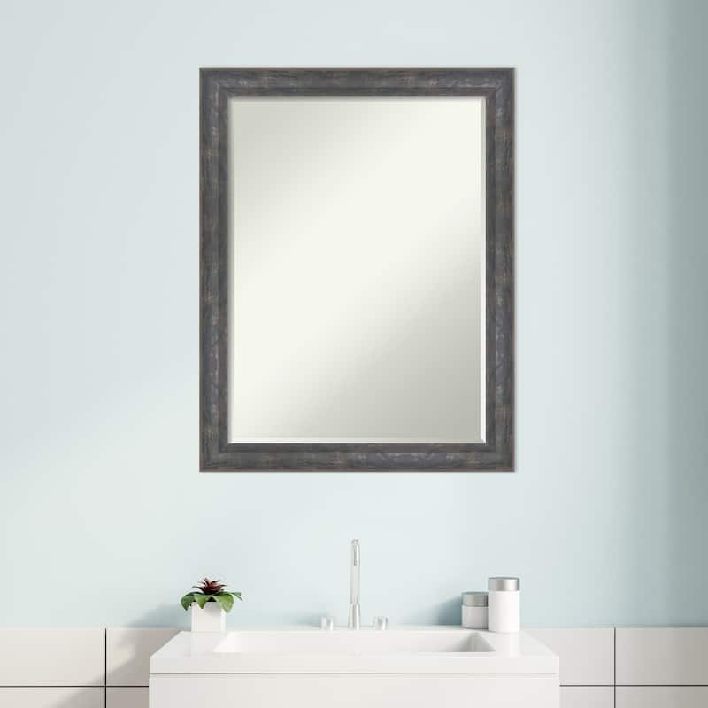 Angled Half-Inch-Bevel Wood Framed Bathroom Vanity Wall Mirror - Glass Size 18x24