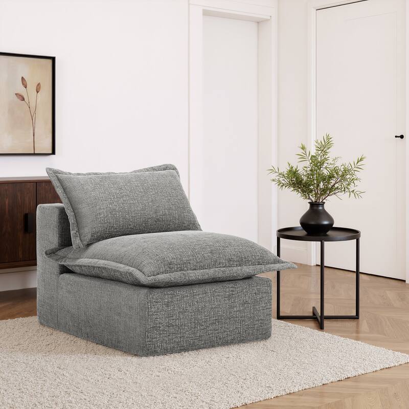 32"W Chenille Upholstered No Assembly Armless Accent Chair