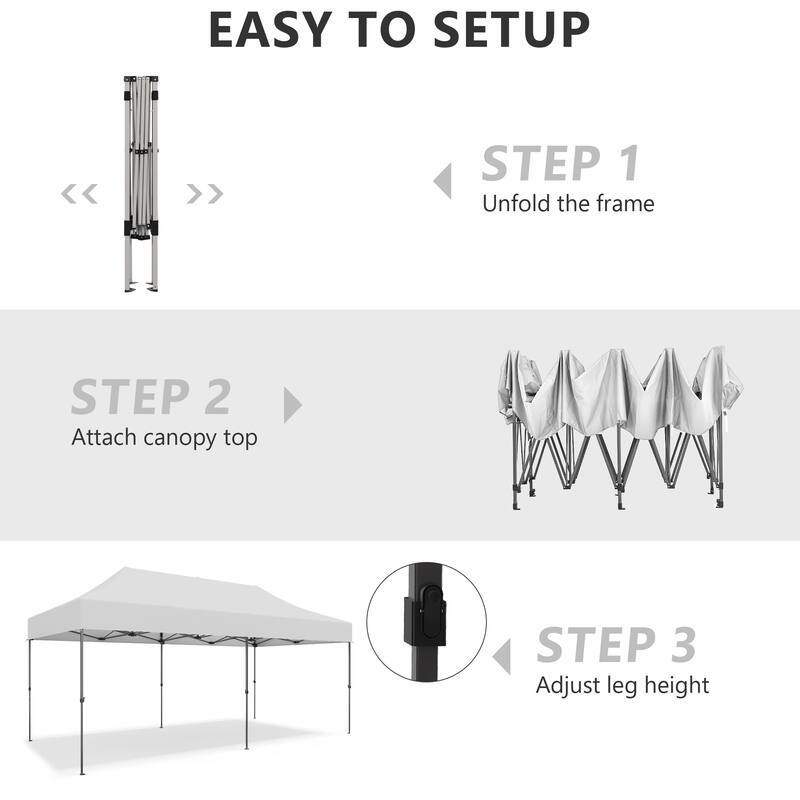 Ainfox 10x20 Heavy Duty Pop up Canopy Tent,Outdoor Shade Instant Folding Event Gazebo with Wheeled Bag