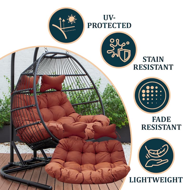 Egg Swing Chair Cushion Durable Weather Resistant Polyester Fits 2 People by LeisureMod