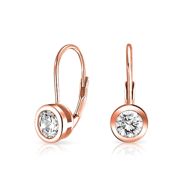 Bling Jewelry Rose Gold Plated Bezel Cz Leverback Earrings Sterling Bling Jewelry Rose Gold Plated Bezel Cz Leverback Earrings Sterling Silver