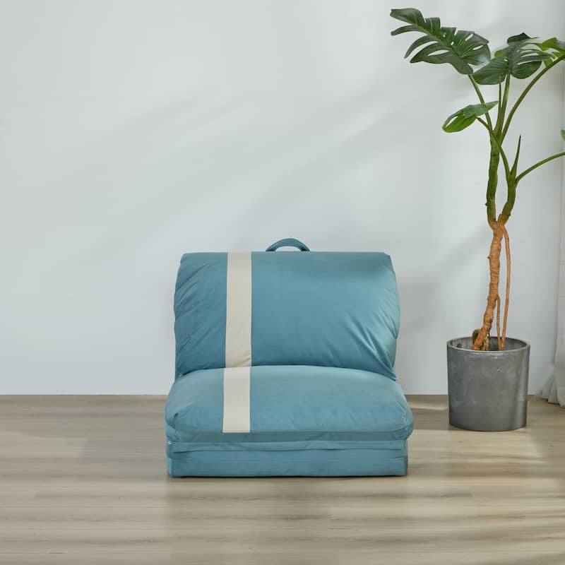 Floor Sofa Bed with 6-Position Adjustable, Sleeper Sofa with 5-Second Foldable, Upholstered Bean Bag Base & Pillow