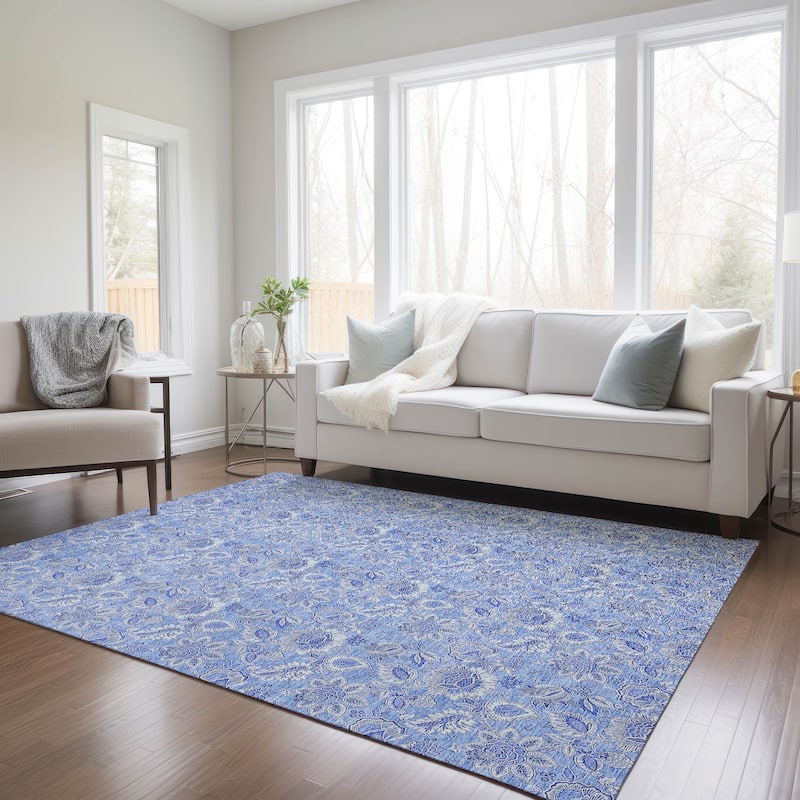 Machine Washable Indoor/ Outdoor Chantille Floral Farmhouse Rug