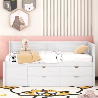Elegant Design Twin Size Daybed with 4 Storage Drawers, Platform Bed ...