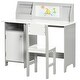 preview thumbnail 10 of 8, Desk and Chair Set, Kids Writing Desk Study Table for Children with Whiteboard, Storage Cabinet, Child Furniture