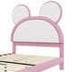 preview thumbnail 13 of 24, Upholstered Bed Frame with Cartoon Ears Shaped Headboard and LED Light Underneath, Twin/Full Size Platform Bed with Support Legs
