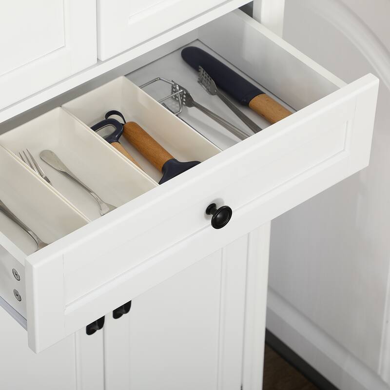 Tall Freestanding Kitchen Pantry Cabinet Buffet Cabinet, 4-Door Storage Cabinet with Drawer and Adjustable Shelves