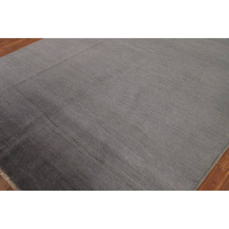 Modern Gray Gabbeh Oriental Area Rug Hand-Knotted Wool Carpet - 6'8" x 9'6"