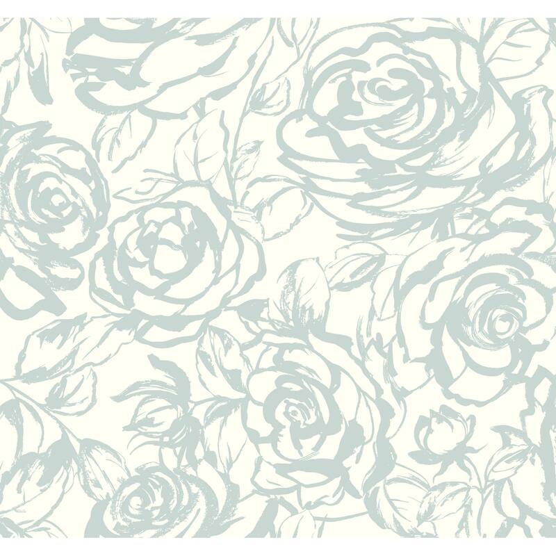 A-Street Prints Nelda Light Blue Rose Wallpaper